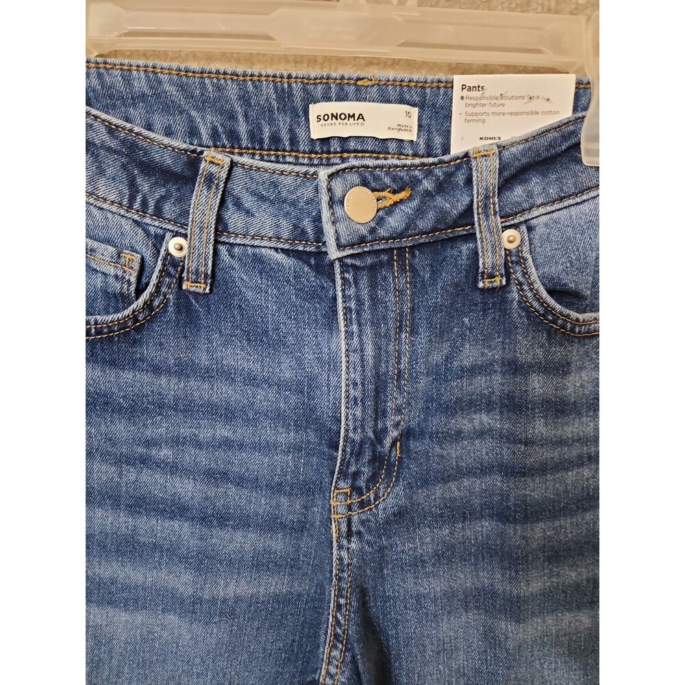 Sonoma Mid Rise Wide Leg Seamed Jeans Womens 10 Blue Medium Wash Stretch NEW - Picture 4 of 10